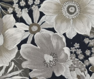 Floral Designs: Japanese Gaku Floral Monotone 100% Cotton - 0.1m