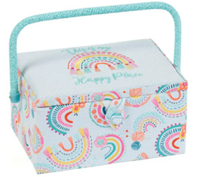 Sewing Basket Embroidered Rainbow - Medium Size
