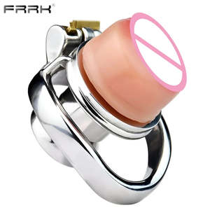 Flat Chastity Cage Men with Metal Urethral Catheter for Couple Steel Penis Rings Toys