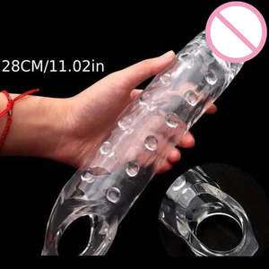 Transparent Penis Extender Sleeve Bigger Realistic Sleeve Reusable For Men