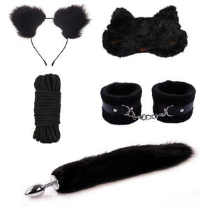 Exotic Sexy Accessories Bdsm Plush Handcuffs Blindfold Anal Tail Plug