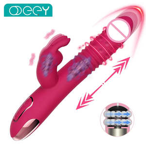 Women Rabbit Vibrators: Rabbit Vibrators Thrusting Dildo for Women 10 Vibration Thrust Rotating Mode Clit