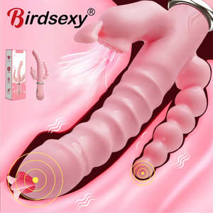 Women Rabbit Vibrators: 3 In 1 Dildo Rabbit Vibrator Anal Clit Vibrator Sex Toys for Women