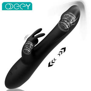 Rabbit Female Vibrator Dual Motor Telescopic Clit Vagina Stimulator