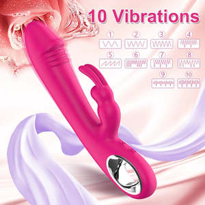 Silicone Dildo Rabbit Vibrator for Women Powerful G-Spot Nipple Clitoris Stimulator