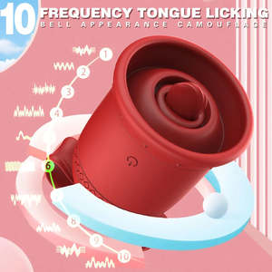 Women Sucking Vibrators 2 In 1: Powerful Sucking Tongue Licking Vibrator Rose Bell Shape Clit Nipple Stimulator Vaginal Massager For Women