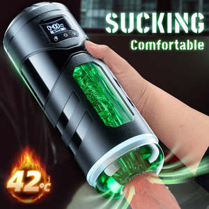 Men Penis Sucking Vibrators: Automatic Male Masturbator Cup Sucking Vibration Blowjob Heated Vagina Pocket