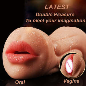 Men Pocket Like Real Pussy Masturbators: Hand-held 2 in 1 Real Pocket Pussy Throat Masturbation Blowjob Sex Toys For Men