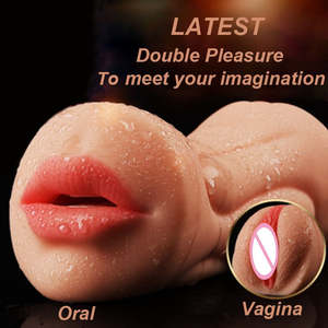 Men Pocket Like Real Pussy Masturbators: Hand-held 2 in 1 Real Pocket Pussy Throat Masturbation Blowjob Sex Toys For Men