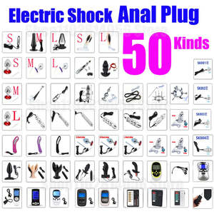 Men Penis Rings: 50 Different Electric Shock Butt Anal Plug Jump Eggs Dildo Vibrators BDSM