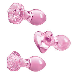 Unisex Butt Plugs: Small Pink Glass Butt Plug Crystal Huge Ball Anal Beads Fake Penis Heart Rose Glass Anus