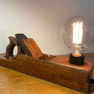 Edison Lamp: Table Lamp | Vintage Wood Plane | #105