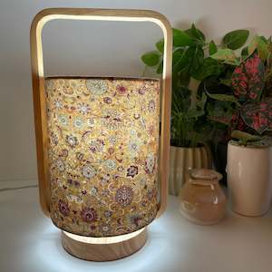 Stands: Natural Wood Table Lamp | Bespoke Fabric Lamp Shade | Eastern Paisley