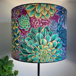 Designer Fabric: Kaffe Fassett House Leeks Grey | Fabric Lamp Shade | Handcrafted in NZ