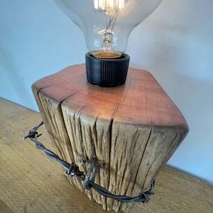 Rustic Wood Table Lamp | Handcrafted #69