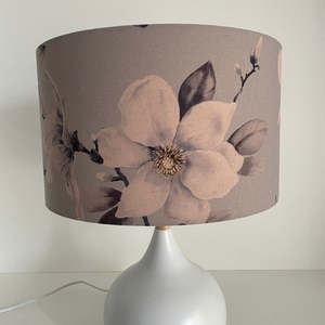 Specials: Ready-made Medium Barrel lampshade | Silver Blue Magnolias