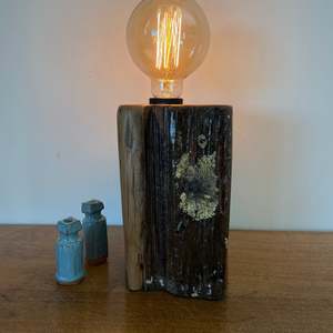 Edison On Wood: Lichen Wood Table Lamp | HeritageTōtara Lamp #184