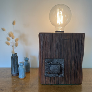 Handcrafted Wood Table Lamp with Original Bolt | Wharf #179