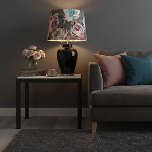 Ready-made Large Tapered lampshade | Grey Floral