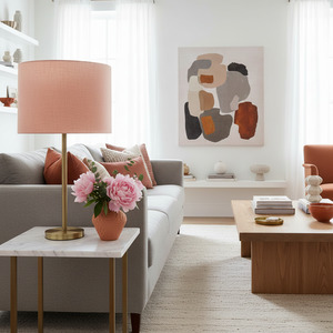 Plain Colours: Linen Lampshades - Pink Salt