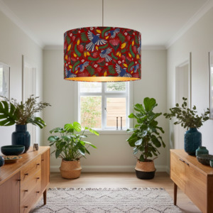 Lampshades 1: Jade Ell Designs | Fantail Dance on Crimson Red | Lampshades
