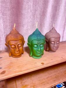 Buddha Head Beeswax Candle – Handmade on Waiheke Island