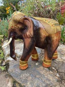Decorations: Wooden Decorated Elephant