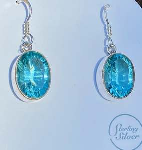 Jewellery: Blue Topaz Earrings Sterling Silver