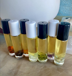 Body Care: Chakra Roll On w/ CBD oil - Crystal-Infused Aromatherapy