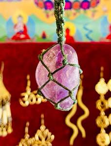 Amethyst Pendant Necklace - Macrame