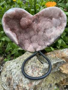 Amethyst: Pink Amethyst Druse Heart