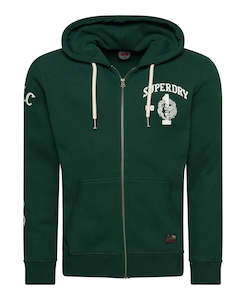Mens Jersey Hoodie: Superdry Vintage Collegiate Ziphood Army Green