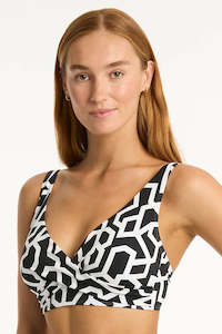 Swim Wear: Sea Level Deco Cross Front Multifit Bra