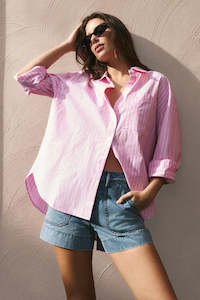 Womens Tops 1: Stories Be Told You Got This Boyfriend Shirt in Blue or Pink