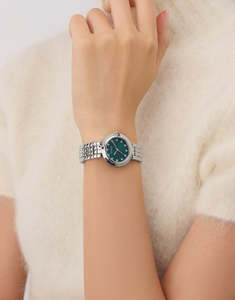 Furniture: Guess Watch Clara Green DL Silver Bracelet