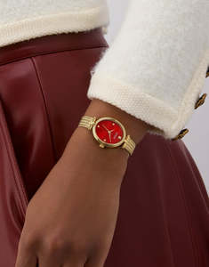 Guess Watch Ruby Red DL Gold Mesh