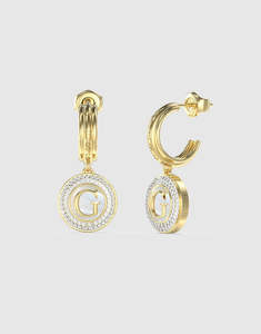 Guess Jewellery: Guess Pearly G Coin Hoop Earrings