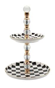 Furniture: Christiana 2 Tier Check Cake Stand with Crystal