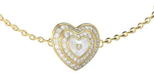 Guess Mother Of Pearl Crystal Heart Necklace