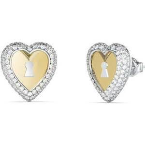 Guess Love Bite Gold/Silver Heart Stud Earrings