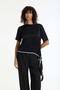 Blak The Knot Satin Tie Top Black/White