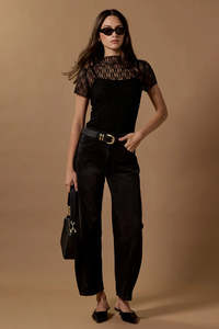 Womens Tops 1: Among The Brave Providing Black Lace Short Sleeve Top