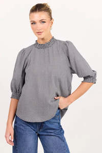 Womens Tops 1: Among The Brave Influential Black/White Mini Gingham High Neck Top