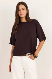 Stories Be Told Intrepid Chocolate Relaxed Knit Tee