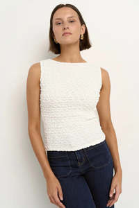 Among The Brave Untamed Ivory Lace Sleeveless Boatneck Top