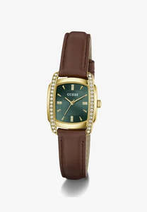 Guess Jewellery: Guess Watch Etta Green Brown Leather Strap