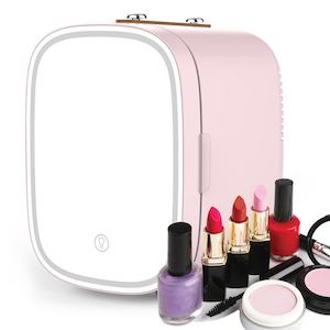 Beverage: Portable Mini Fridge with Makeup Mirror