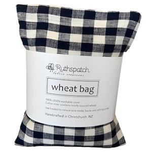 Wheat Bags Eye Pillows: Ruthspatch Linen Wheat Bag - Gingham Navy