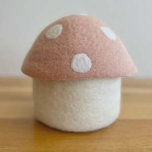 Baby Room Decor: Felt Toadstool Trinket Boxes - Blush | Medium