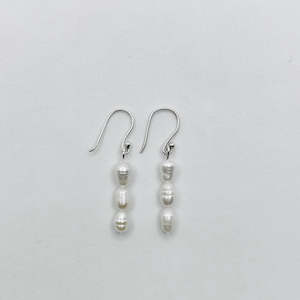 Gift Giving: Sterling Silver Earrings - Triple Pearl Drops
